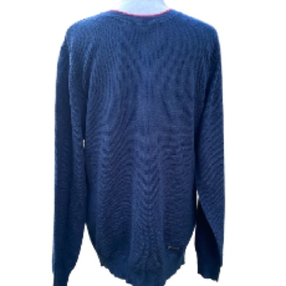 Conte of Florence Sweater Mens Medium Navy Red Trim